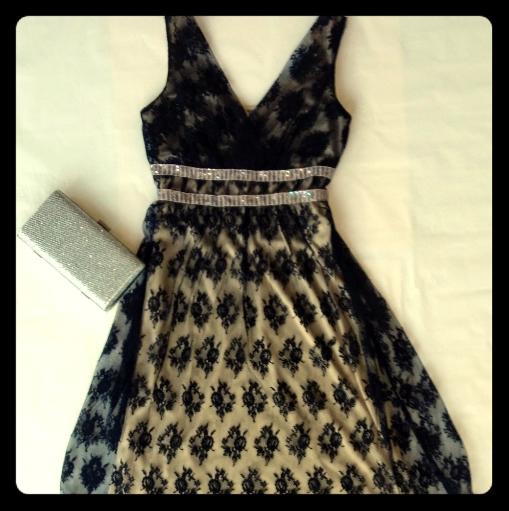 Black Lace Dress With Beaded Accents